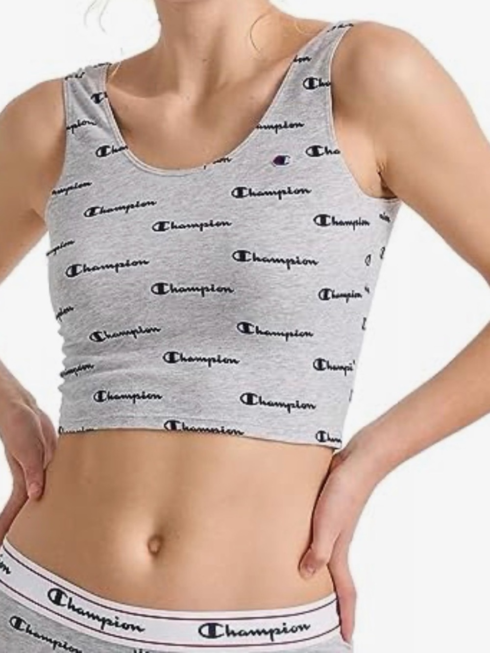 Champion Grey Logo Bandeau Crop Top